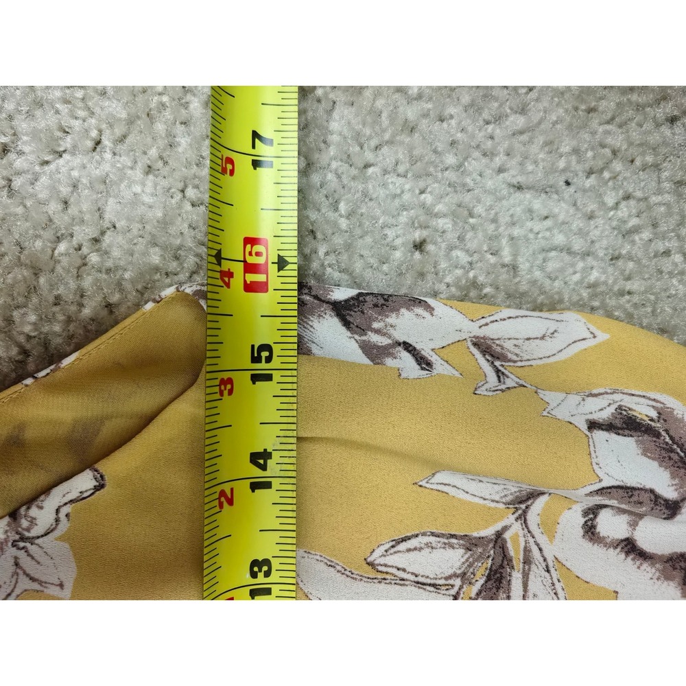 Babaton Mustard Yellow Floral Silk Blend Wrap Camisole | Sleeveless V-Neck | S - Picture 5 of 7